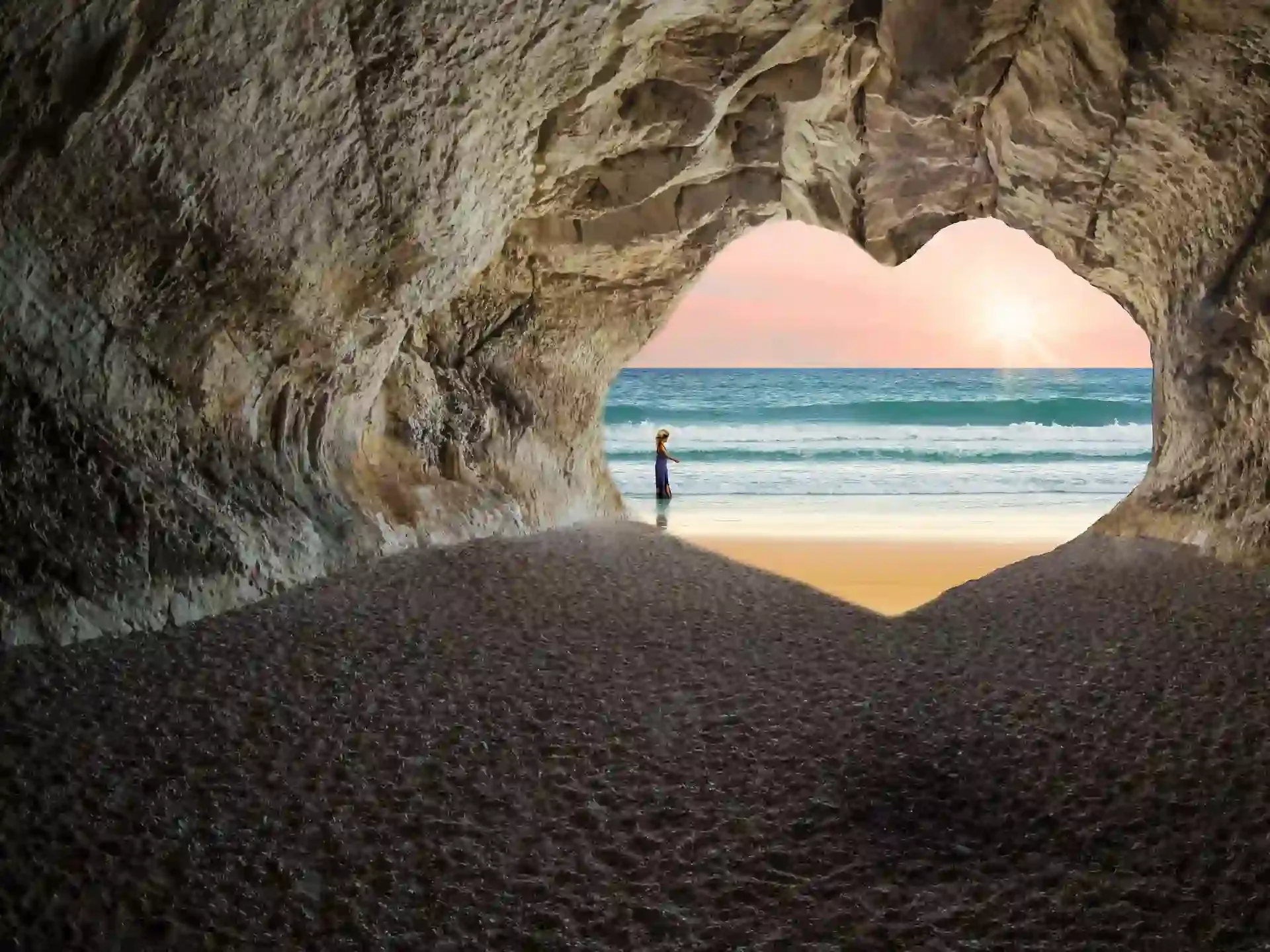 Girl walking by the ocean