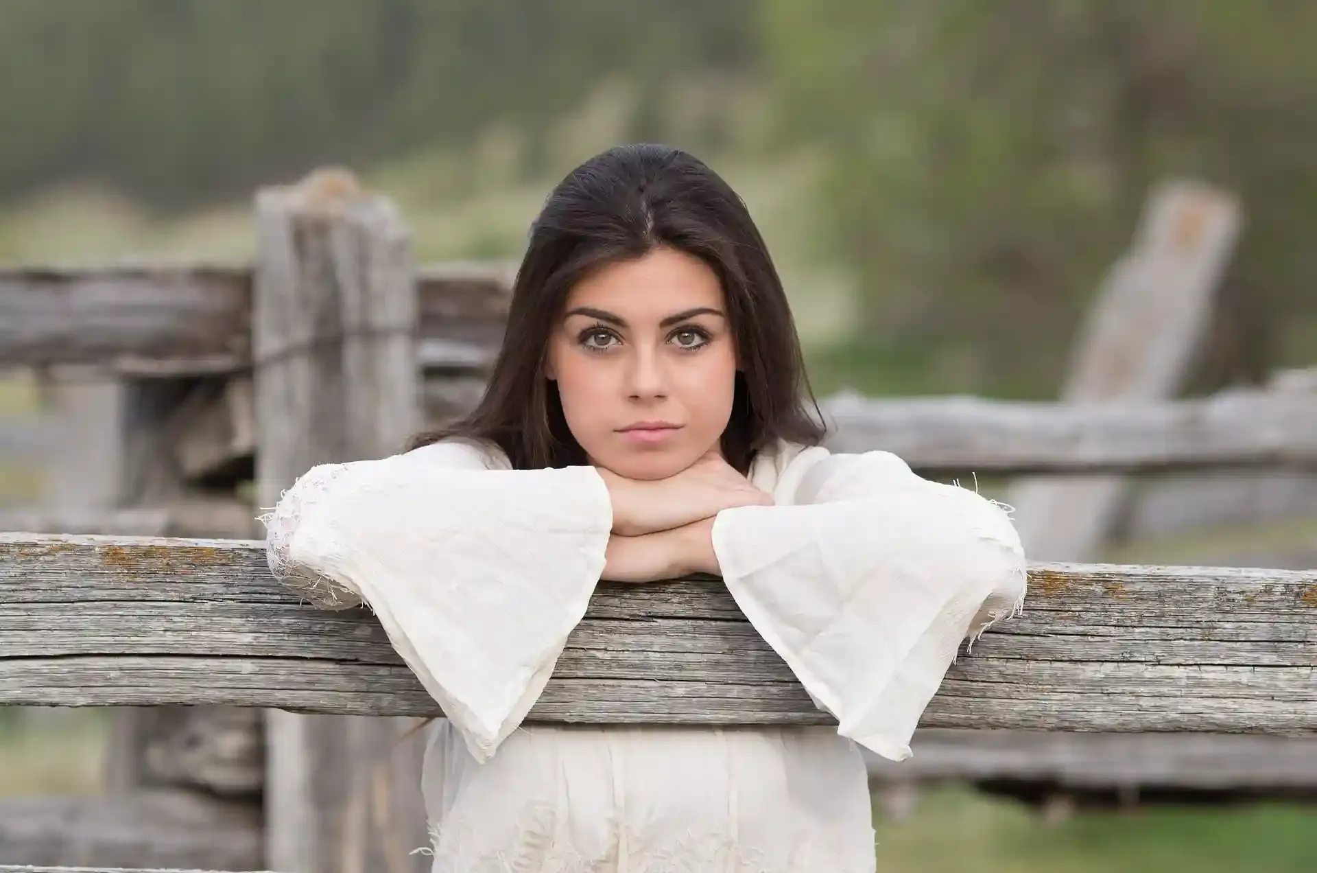 Woman, Fence, Ranch